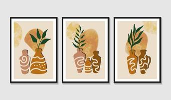 Hand drawn flat design vase  boho wall art vector