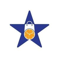 plantilla de diseño de logotipo de vector de concepto de forma de estrella de tiempo de compras.