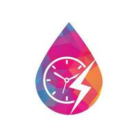 Flash time drop shape concept vector logo design. Thunder time logo icon vector.