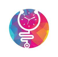 Time stethoscope vector logo design template. Health and medical or pharmacy logo concept.