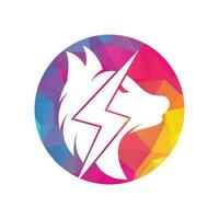 diseño del logo del lobo trueno. poder, animal salvaje y energía logo concepto icono vector. vector