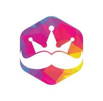 Mustache king vector logo design. Elegant stylish mustache crown logo.