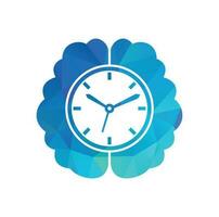 plantilla de logotipo de vector de tiempo cerebral. este diseño utiliza el símbolo del reloj. elemento de diseño de logotipo de icono de cerebro de tiempo