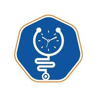 Time stethoscope vector logo design template. Health and medical or pharmacy logo concept.