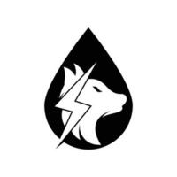 Thunder wolf drop shape concept logo design. Power, Wild animal and Energy logo concept icon vector. vector