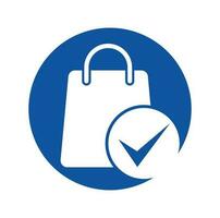 Shopping bag check logo icon. Check Shopping Logo Template, Icon, Symbol - Vector