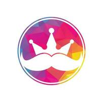 Mustache king vector logo design. Elegant stylish mustache crown logo.