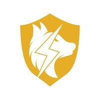 Thunder wolf logo design. Power, Wild animal and Energy logo concept icon vector. vector