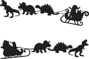 Dinosaur Santa Sleigh, Santa, Christmas Holiday, Vector Illustration File