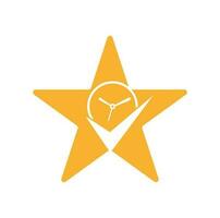 Check Time star shape concept Logo Design Template. Stopwatch logo. vector