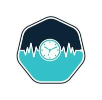 Pulse Time Logo Template Design Vector. Heart beat and time logo design icon. vector