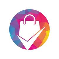 Shopping bag check logo icon. Check Shopping Logo Template, Icon, Symbol - Vector