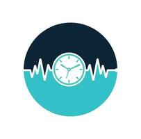 Pulse Time Logo Template Design Vector. Heart beat and time logo design icon. vector