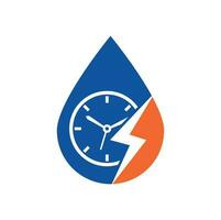 Flash time drop shape concept vector logo design. Thunder time logo icon vector.