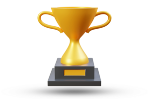 3d golden trophy or render cup png