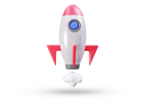 3d rocket with smoke render png