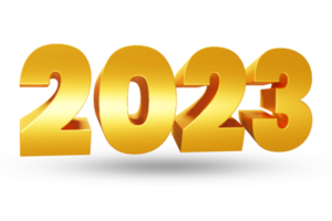 efeito de texto de ouro 3d com feliz ano novo 2023 png