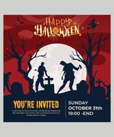 volante de tarjeta de invitación a la fiesta de halloween, invitación a la fiesta de halloween, pancarta o póster de halloween vector