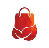 plantilla de icono de diseño de logotipo de bolsa de hoja. icono de vector de logotipo de reciclaje de hojas de bolsa. ilustración de plantilla de logotipo de bolsa de compras orgánica de hoja verde ecológica