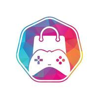 logotipo vectorial de la tienda de juegos. diseño. diseño de vector de icono de joystick de combinación de bolsa de compras.