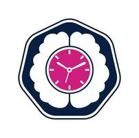 plantilla de logotipo de vector de tiempo cerebral. este diseño utiliza el símbolo del reloj. elemento de diseño de logotipo de icono de cerebro de tiempo