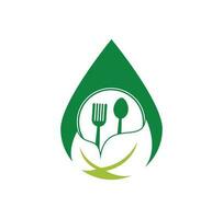 plantilla de logotipo de concepto de forma de gota de alimentos saludables. diseño del logotipo de alimentos orgánicos de la naturaleza. vector