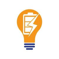 Power Battery bulb shape concept Logo Design Template. Battery power and flash lightning bolt logo icon. vector