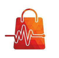 Pulse Shop Logo Template Design Vector. Health Bag Logo designs concept vector. Health Shop logo template vector