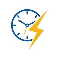 Flash time vector logo design. Thunder time logo icon vector.