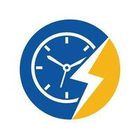 Flash time vector logo design. Thunder time logo icon vector.