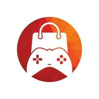 Game shop vector logo. design. Shopping bag combination joystick icon vector design.