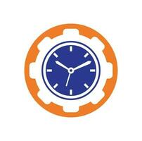Service time vector logo design. Gear and analog clock icon vector design.