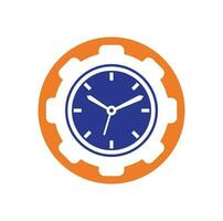 diseño del logotipo del vector de tiempo de servicio. engranaje y diseño vectorial de iconos de reloj analógico.