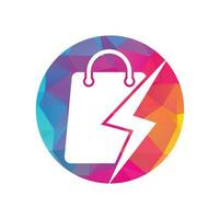 Thunder Shop Logo design vector. Electric Shop or Fast Shop Logo. Shopping Bag Combined with Energy or Lightning Bolt Icon Vector