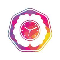 plantilla de logotipo de vector de tiempo cerebral. este diseño utiliza el símbolo del reloj. elemento de diseño de logotipo de icono de cerebro de tiempo