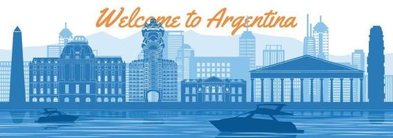 Argentina famous landmark with blue and white color design vector