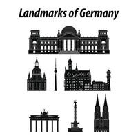 conjunto de monumentos famosos de alemania por estilo de silueta vector