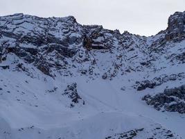 Fanes mountain dolomites in winter panorama photo