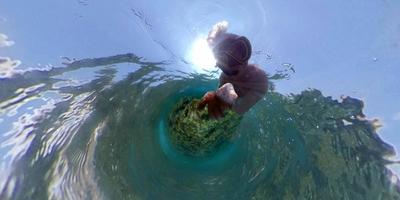 Man while snorkeling in the sea 360 degrees view panorama photo