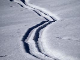dolomites snow panorama alpine ski off slope tracks photo