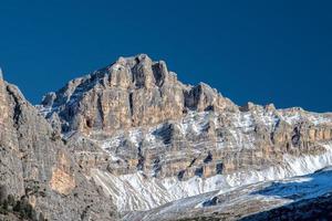 Dolomites huge panorama landscape view in winter snow time photo