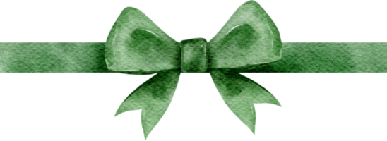 Green Ribbon tied in bow watercolor png