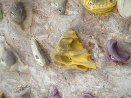 Climbing training wall close up photo