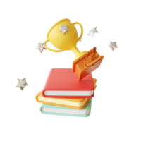 Books and cup 3d illustration png