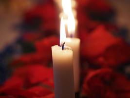 Christmas candles on the table photo