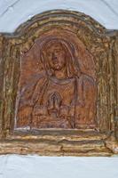 mary medieval bas relief terracotta photo