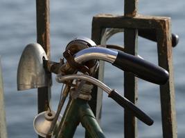 Old bicycle handlebar detail photo