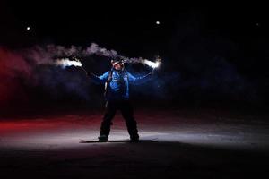 BADIA, ITALY - DECEMBER 31, 2016 - Traditional skiers torchlight procession photo