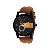 Realistic vector luxury Steel Watch for man and with brown leather watch strap and white background