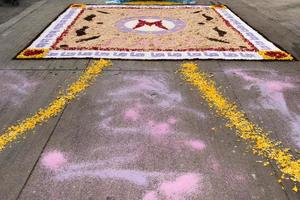 petal and flower carpet for corpus domini christi celebration photo